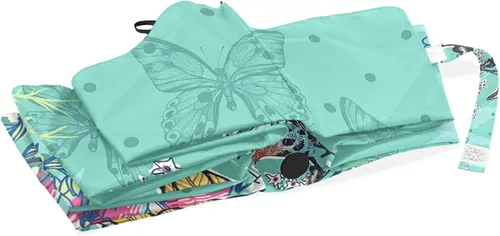 Miniatura 4 de Paraguas plegable con apertura automática, compacto, para lluvia, estilo vintage, retro, pájaro, floral, azul, para mujeres, hombres, niños, viajes