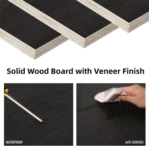Miniatura 6 de Mesa consola flotante de madera maciza, mesa de entrada estrecha montada en la pared de 32 pulgadas con estante de almacenamiento, estantes modernos