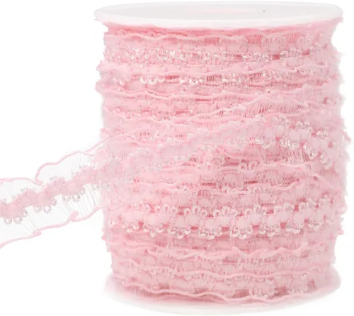 Miniatura 17 de Cinta de encaje elástica negra con volantes de 20 yardas para coser de 1 pulgada de organza de doble onda, ajuste de encaje, ropa y ropa