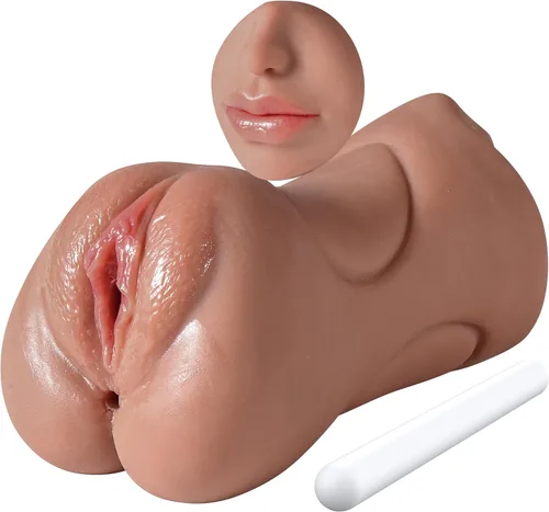 Masturbador masculino de bolsillo 3 en 1, juguetes sexuales para adultos con vagina texturizada 3D, ano apretado y palo de secado, muñeca sexual