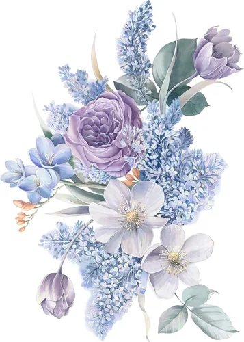 Adhesivo de pared de flores de acuarela 3D, color morado, romántico, floral, fresco, creativo, bricolaje, peonía, decoración artística para niñas,