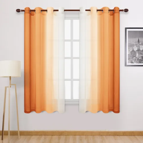 Miniatura 81 de DWCN Cortinas Transparentes de Lino Sintético Negro Degradado Ombré - Cortinas Semi Transparentes de Gasa con Ojales en la Parte Superior