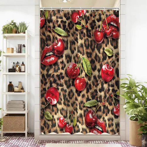 Miniatura 51 de Cortina de ducha con estampado de tigre, 60 pulgadas de ancho x 72 pulgadas de alto, safari salvaje, negro, marrón, potente pantera, piel de animal