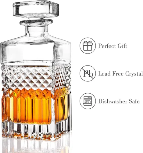 Miniatura 2 de Decantador de whisky, decantador de licor de 27 onzas con tapón de vidrio en caja de regalo, decantador de bourbon premium, decantador de whisky