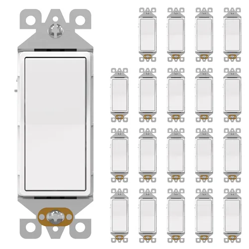 Miniatura 10 de AIDA Paquete de 1 interruptor de luz basculante Decora de 3 vías, interruptores de luz eléctricos con conexión a tierra automática de 15 amperios