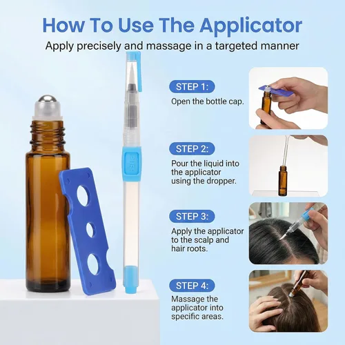 Miniatura 7 de Minoxidil - 5% para hombres y mujeres con aplicador de rodillo y bolígrafos aplicadores de precisión, solución tópica extra fuerte
