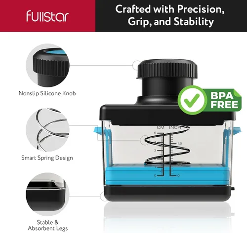 Miniatura 3 de Fullstar Prensa y cortador de tofu 2 en 1, apto para lavavajillas, sin BPA, caja de prensa para tofu extra firme y sedoso (azul)