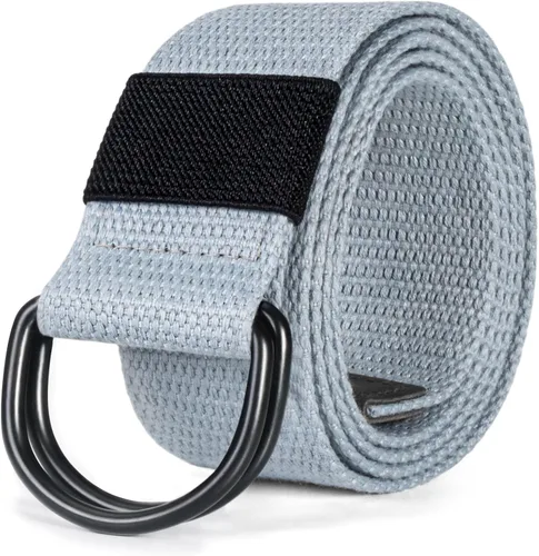 Miniatura 13 de Cinturón para mujeres y hombres de lona con hebilla negra 1 1/2" de ancho extra larga color sólido