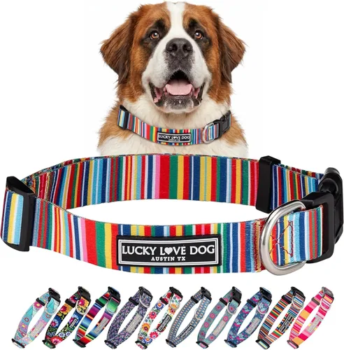 Miniatura 59 de Lucky Love Dog - Collar de perro ajustable con hebilla de fácil clic para los grandes, duradero y cómodo para perros machos y hembras, collar