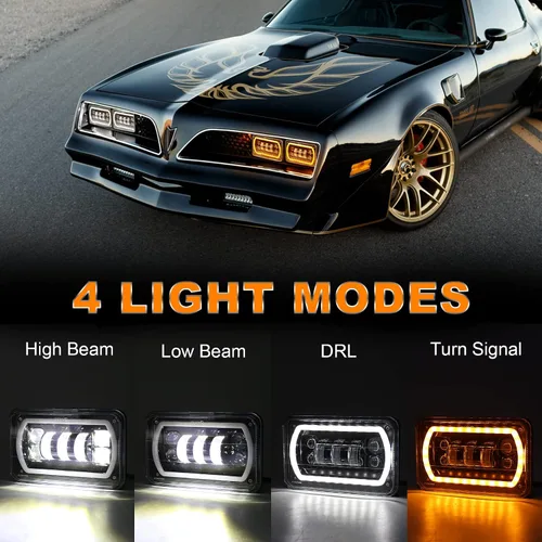 Miniatura 2 de MOVOTOR Faros delanteros LED para todo terreno 4x6 con haz de halo blanco/amarillo, bombillas de repuesto H4651 H4656 H6545 H4668 para camiones