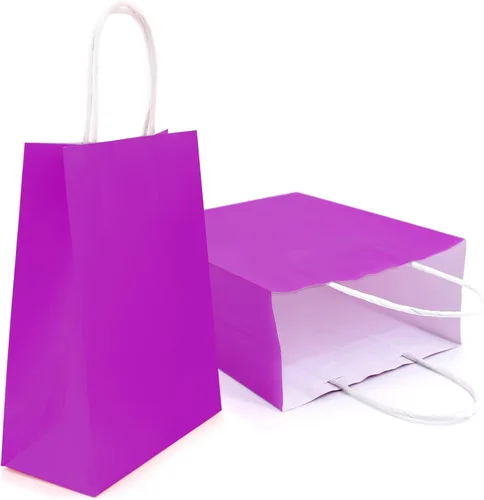 Miniatura 11 de YADIAN 12 bolsas de regalo de papel kraft con asa, bolsas de regalo azules de tamaño pequeño para Halloween, Navidad, cumpleaños, bodas