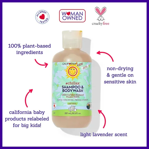 Miniatura 3 de California Kids Shampoo + Gel de baño Chillax Lavender Body Wash Cuidado suave de la piel para niños + adolescentes 100% a base de plantas