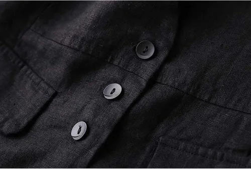 Miniatura 6 de Dongfeng Chaleco sin mangas de lino y algodón para mujer, casual, cuello en V, con botones
