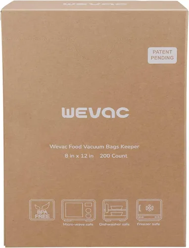 Miniatura 2 de Wevac 200 bolsas selladoras al vacío para alimentos, de 8 x 12 pulgadas, precortadas, ideal para guardar alimentos, sin BPA, grado comercial, ideal