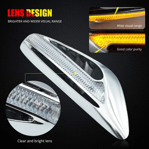 Miniatura 4 de Luces LED de posición laterales en forma de hoja, luces de conducción de doble color (blanco y amarillo/ámbar) para motocicletas, paquete de 2