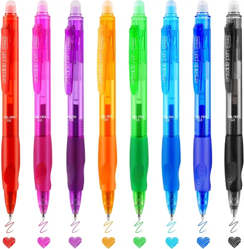 Miniatura 15 de USUAL Bolígrafos retráctiles borrables, 12 bolígrafos de gel borrables negros de 0.020 in, bolígrafos de gel borrables, color negro, hace que
