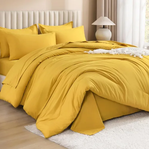 Miniatura 29 de Litanika Cama en una Bolsa King Beige - Juego de Ropa de Cama de 7 Piezas Tamaño King, Juego de Edredón de Cama, Juego de Edredón con Edredón, 02