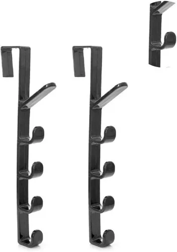 Miniatura 5 de TOPINCN Ganchos de puerta, paquete de 2, 10.9 in, material ABS para colgar en la puerta con 5 ganchos, colgador sobre la puerta (negro)