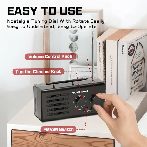 Miniatura 4 de Radio AM FM portátil, radio transistor Goodes enchufable de pared con batería con la mejor recepción, altavoz fuerte, excelente sonido, radios Cian