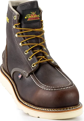 Miniatura 5 de Thorogood 1957 Series - Botas impermeables con punta de acero de 6 pulgadas para hombres, botas de seguridad de cuero de grano completo