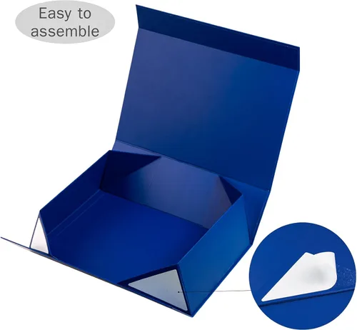 Miniatura 4 de WRAPAHOLIC 1 caja de regalo de Navidad con tapa, 13.3 x 9 x 4 pulgadas, caja de Navidad azul y blanca, diseño de letras, cajas de regalo plegables