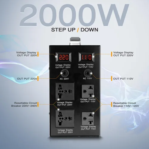 Miniatura 2 de Convertidor de voltaje Transformador de 110 V a 220 V/220 V a 110 V Convertidor de voltaje universal internacional de Estados Unidos a Europa