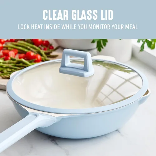 Miniatura 6 de GreenLife Antiadherente 12" (5QT) Todo en Uno Wok de Sartén Profunda con Tapa, Sartén Multiusos de Cerámica No Tóxica Libre de PFAS, Inducción, Para