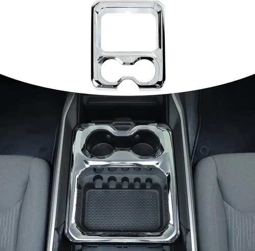 Miniatura 9 de Cubierta de panel de consola central de fibra de carbono con portavasos para apoyabrazos delantero Compatible con 2019-2025 Dodge RAM 1500 2500 3500