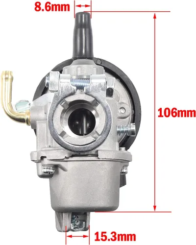 Miniatura 3 de JRL Carburador para bicicleta motorizada con motor de 2 tiempos de 49 cc, 60 cc, 66 cc, 80 cc (plata)