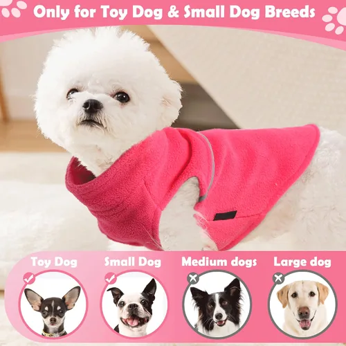 Miniatura 4 de Suéteres para perros pequeños hembra, chaleco de forro polar para perro con agujero para correa, suéter pullover cálido, chaqueta para cachorro
