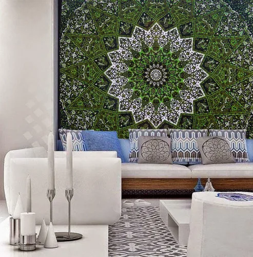 Miniatura 2 de Popular Handicrafts Popular Twin psicodélico mandala hippie tapiz indio colgante de pared Colcha 84 x 54 pulgadas (84.6 x 55.1 in)