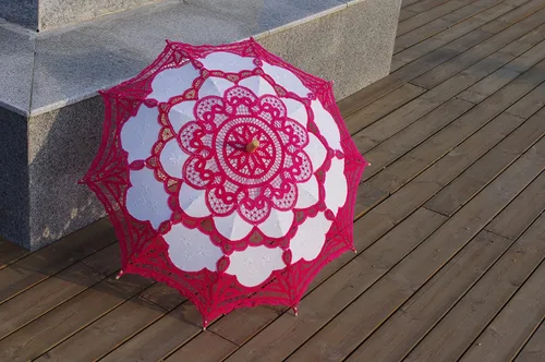 Miniatura 20 de Sombrilla de encaje hecha a mano para boda nupcial, 30 pulgadas, tamaño adulto