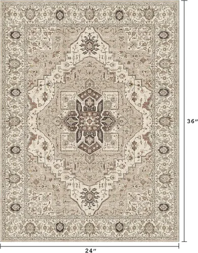 Miniatura 2 de Alfombra vintage lavable de 2 x 3: alfombra pequeña resistente a las manchas para baño, entrada, antideslizante, para dormitorio, ultra suave