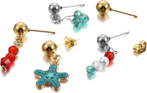 Miniatura 4 de Paquete de 20 aretes de acero inoxidable de 3, 4, 5, 0.236 in, redondos, macizos, con conectores de bucle para hacer joyas