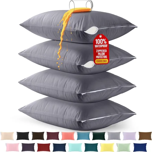 Miniatura 21 de Utopia Bedding Protector de almohada impermeable, con cremallera, paquete de 2, beige, estándar, funda de almohada a prueba de chinches, de 20 x 26