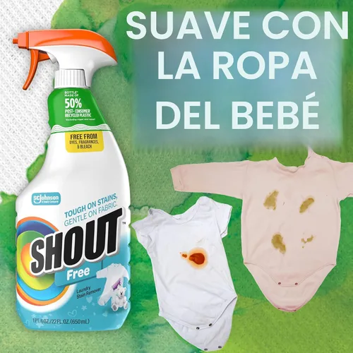 Miniatura 3 de Shout - Quitamanchas en aerosol para ropa con fórmula de enzima activa, sin fragancia, lejía ni colorantes, elimina manchas diarias incluyendo