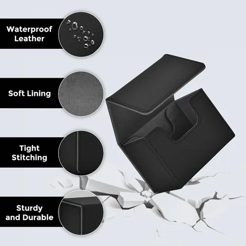 Miniatura 5 de MTG - Caja de cubierta con 2 divisores, caja de gran capacidad para más de 80 tarjetas de doble manga, funda de piel sintética compatible con Magic