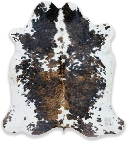 bonanza leathers Alfombra de piel de vaca tricolor genuina de 6 x 7 pies, piel de vaca natural, apta para niños y mascotas, decoración de lujo de