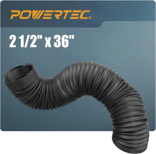 POWERTEC Manguera de recolección de polvo de 2-1/2 x 36 pulgadas, manguera flexible de colector de polvo de PP de 2.5 pulgadas para sierra de mesa,