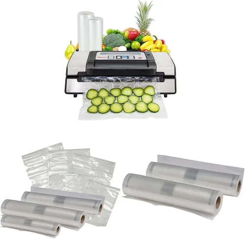 Nesco Deluxe Food VS-12 - Sellador al vacío, 130 vatios y bolsa selladora al vacío NESCO VS-07V, paquete variado y bolsas selladoras al vacío NESCO