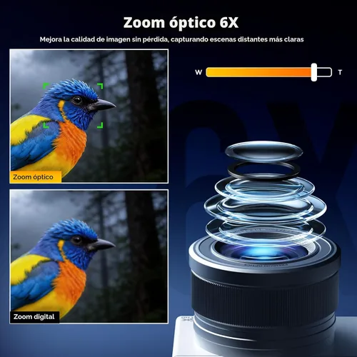 Miniatura 3 de Cámara digital 5K para fotografía, cámara de enfoque automático de 72 MP con zoom óptico 6X, cámara de vlogging de pantalla abatible de 180°