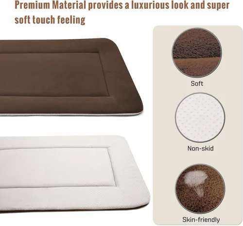 Miniatura 2 de Magic Dog Cama grande para perros – Almohadilla suave para jaula de 42 pulgadas, lavable a máquina, con parte inferior antideslizante, color café