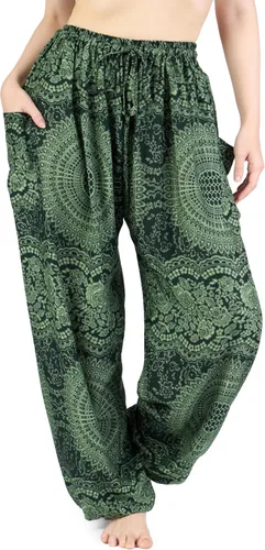 Lannaclothesdesign Pantalones de harén para mujer, pantalones bohemios de elefante, ropa hippie de cintura alta con bolsillos para yoga