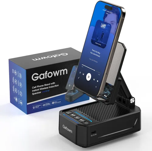 Miniatura 8 de Soporte para teléfono celular con altavoz Bluetooth de inducción inalámbrica instantánea, sin necesidad de emparejamiento Bluetooth, conexión en 1