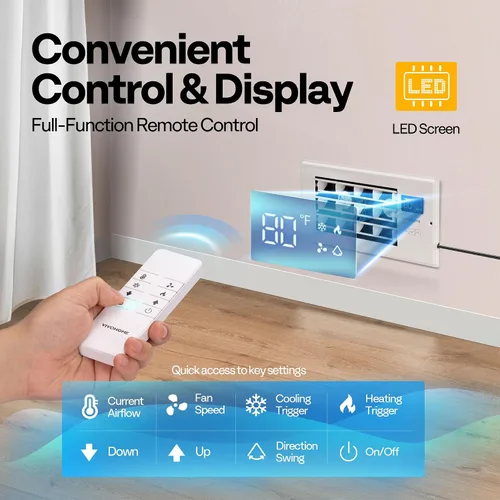 Miniatura 6 de VIVOHOME Ventilador elevador de registro de apertura de 4 x 10 pulgadas con rejilla ajustable de dirección del viento, termostato inteligente