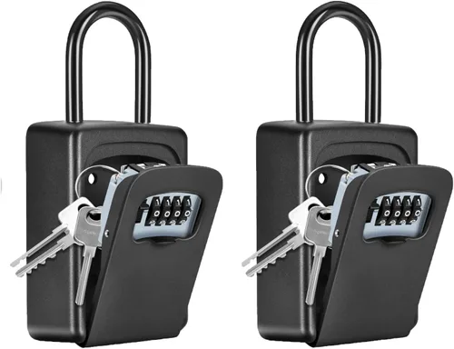 Miniatura 11 de Caja de cerradura portátil para llaves, números claramente visibles, caja de seguridad montada en la pared para llave de casa, capacidad de 5 Negro