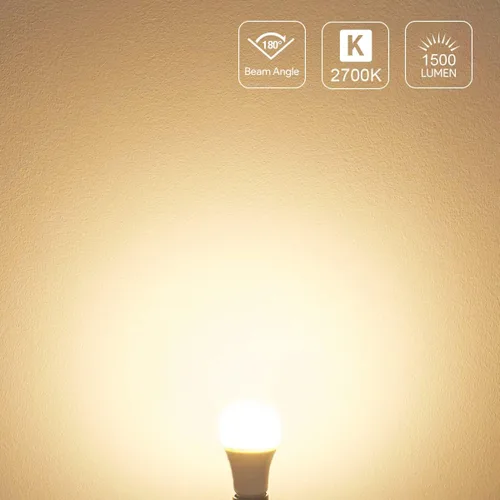 Miniatura 5 de LE - Bombillas LED equivalentes a 100 W, 14 W, 1500 lúmenes, 2700 K, luz blanca cálida, no regulable, base estándar A19 E26, vida útil de 10000