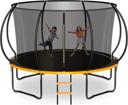 Miniatura 9 de Zevemomo Trampolín para niños y adultos, trampolín recreativo para niños de 14 pies con red de seguridad y escalera, trampolines recreativos al aire