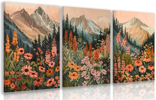Miniatura 20 de Cyebmo Juego de 3 pinturas enmarcadas de animales del bosque, decoración de pared de animales salvajes del bosque, decoración de pared, pintura