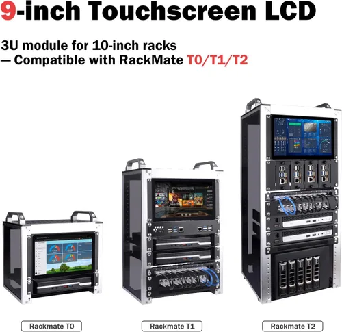 Miniatura 7 de GeeekPi 9 pulgadas 1280x720 pantalla táctil LCD 3U Rack Mount Monitor para DeskPi RackMate T0/T1/T2/T0 Plus/T1 Plus/TL1 Server Cabinet y 10 pulgadas
